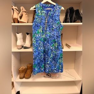 Vibrant Blue and Green Floral Dress